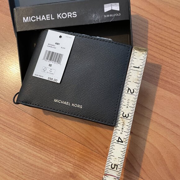 Michael Kors Men's Genuine Leather Andy Slim Black Billfold Wallet. BRAND NEW! - Picture 8 of 10